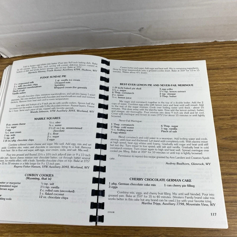 VTG Wyoming VFW Ladies Auxiliary Regional Cookbook Third Edition Local Comb